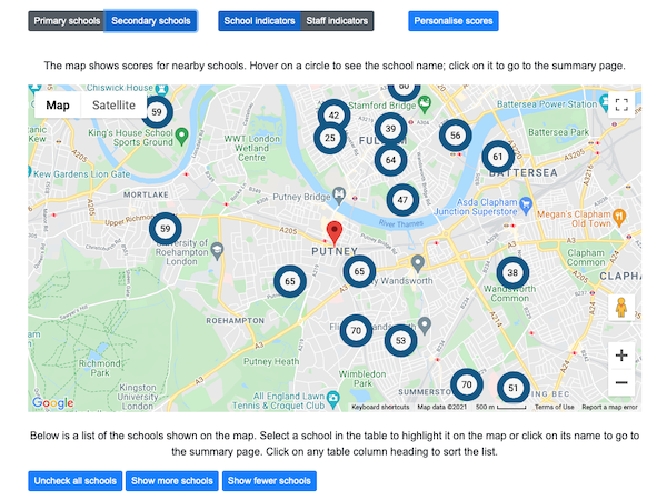 Finding schools by location